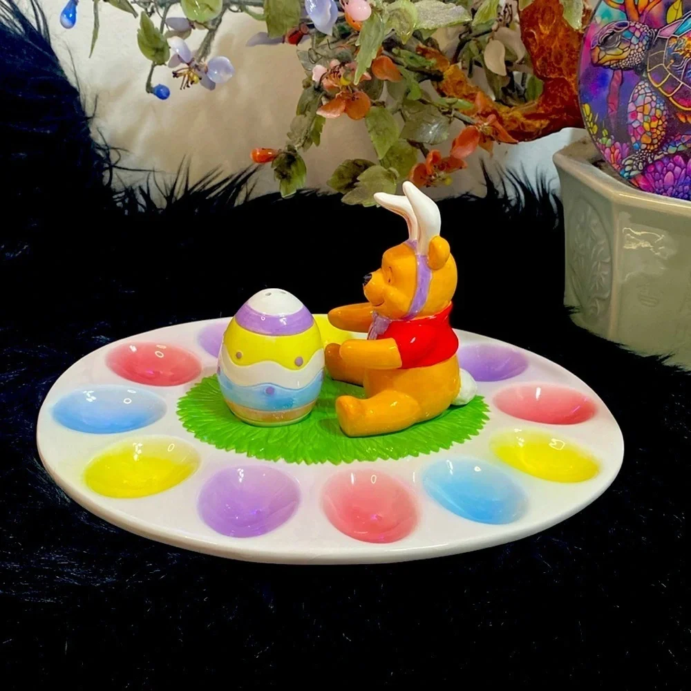 Disney Winnie the Pooh bear Easter basket eggs serving tray dish vintage dish - Picture 5 of 13